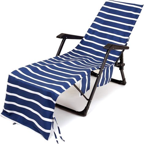 Serviette de plage en microfibre 75 x 215 cm, résistante au chlore et au soleil, serviette de plage légère pour la natation, la piscine, le yoga, les voyages (bleu marine) (1/5)