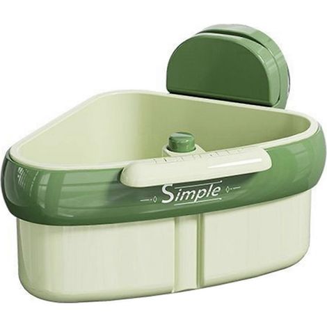 Égouttoir triangulaire pour évier avec ventouse et panier de vidange automatique à pression pour un drainage efficace - Vert (1/5)