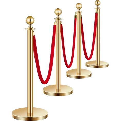 Barriere per il controllo della folla, acciaio inossidabile resistente, eleganti cordoni di velluto, ORO (1/2)
