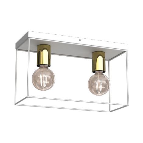 Plafonnier moderne rectangulaire blanc/or 2xE27 Luminex