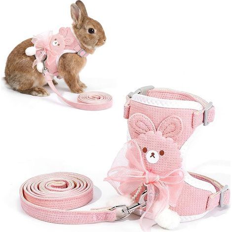 Harness, Adjustable Leash, Breathable Mesh Fabric, Cotton, For rabbits and small animals 1-3 kg (1/4)
