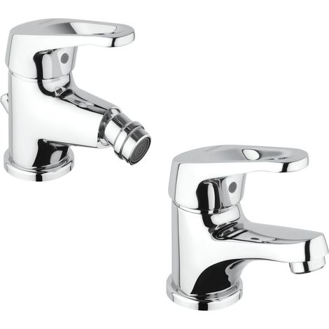 Juego completo de grifería para lavabo y bidé en color cromo. Piralla Naomi KITNAOMI2CR (1/4)