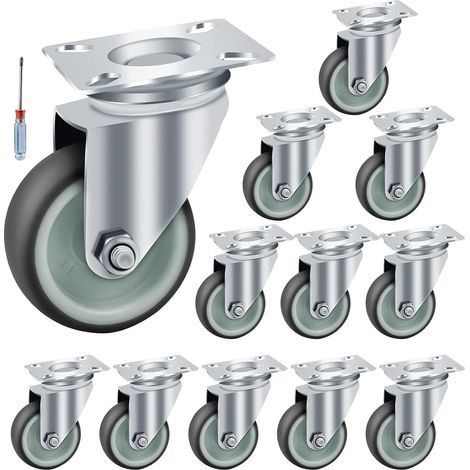 50-mm-Rollen, 12 Lenkrollen, Schwerlastrollen mit 48 Schrauben, Transportrollen, Schwerlast-Lenkrollen, Lastrollen, Möbelrollen (1/5)
