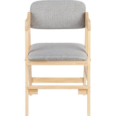 Hochstuhl aus Holz, Baby-Essstuhl, 6-fach höhenverstellbar, stabiler Stuhl, Sessel, Kinderbetreuung für Babys, Kinder und Erwachsene – Grau (1/5)