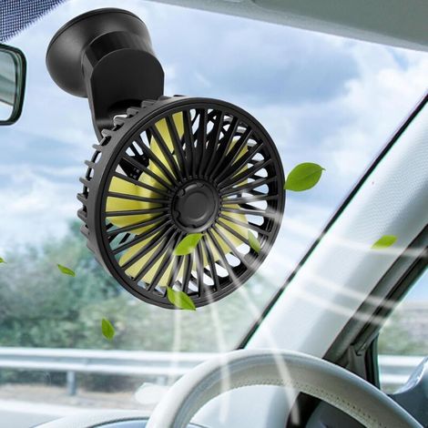 Ventilateur 3 vitesses rotatif à 360° silencieux alimentation USB 5 pales dissipation thermique compact et léger (A, noir) (1/5)
