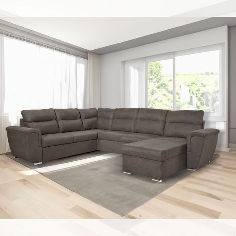 Divano angolare con letto e 2 contenitori colore khaki - Indaol (1/5)