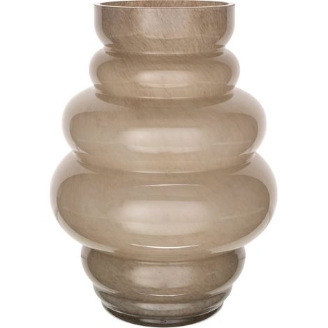 Vase taupe en verre sculptural - taupe (1/2)