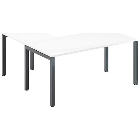 Bureau d'angle L 160 x P 160 cm blanc piètement métal anthracite - Team line - Maxiburo (1/2)