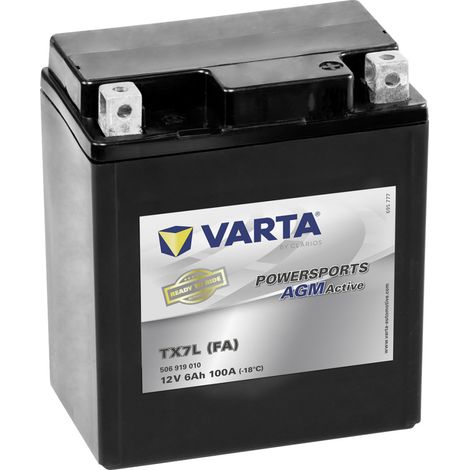 Varta AGM-Motorradbatterie TX7L FA 12V 6Ah 100A
