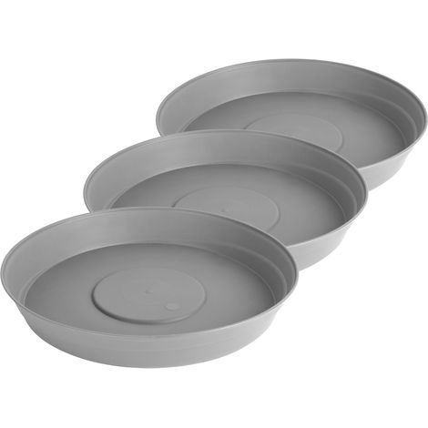 Garronda Soucoupe pour Plantes Plastique Plateaux Pot de Felurs et Plantes GD-0023 (3 Pièces Gris, ⌀ 16cm H 3cm)
