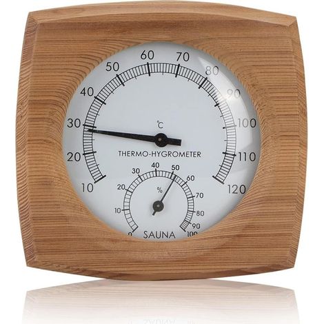 Thermomètre de sauna hygromètre en bois, thermometre hygrometre de sauna pour interieur, Thermomètres de saunas,Saunas Thermomètres numérique pour Saunass, 10 °C à 120 °C, 13x13.5cm (1/5)