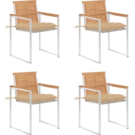 Gartenstühle 4 Stk. mit Kissen Massivholz Teak