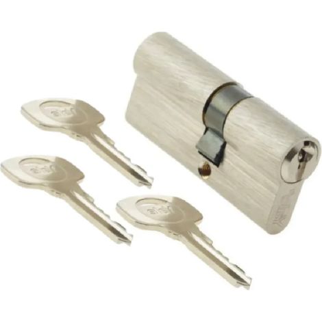 Cilindro serie 500 plus 30x40 mm niquelado, 5 pitones, 3 llaves.
