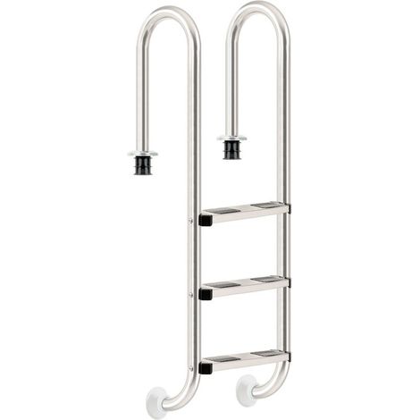 Échelle de piscine 3 marches en acier inoxydable V2A 50,2 x 36,5 x 158 cm – Antidérapante avec mains courantes en caoutchouc – Montage facile (1/5)