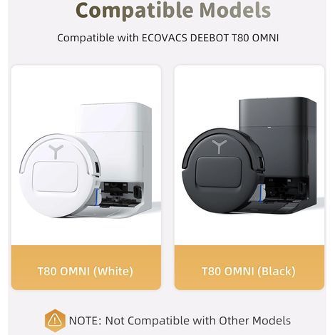 T80 Replacement Accessories Compatible with ECOVACS DEEBOT T80 OMNI Robot Vacuum Cleaner, 1 Main Brush, 4 Filters, 4 Side Brushes, 2 Nrosse Rolls, 4 Dust Bags (1/4)