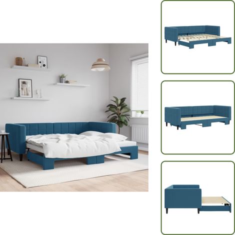 vidaXL Tagesbett Ausziehbar Blau 90x200 cm Samt (1/5)