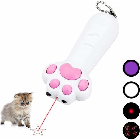 Juguete láser para gatos, puntero LED con forma de pata 7 en 1, 3 modos de luz, dispositivo de entrenamiento para gatos y perros. (1/5)
