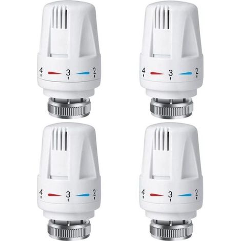 Têtes de radiateur thermostatiques 4 pièces, têtes de contrôle automatique de la température, vanne de radiateur antigel, système de chauffage adapté au bureau à domicile (1/5)