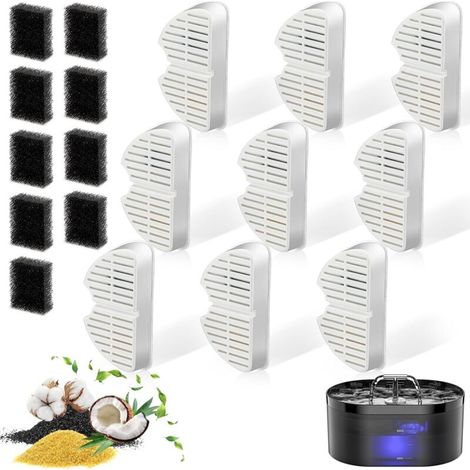 Lot de 9 filtres pour Fontaine à Chat + 9 filtres en Mousse pour la Fontaine à Boisson pour Chat, filtrant Les Poils (éponge), Triple Filtration (Filtre)
