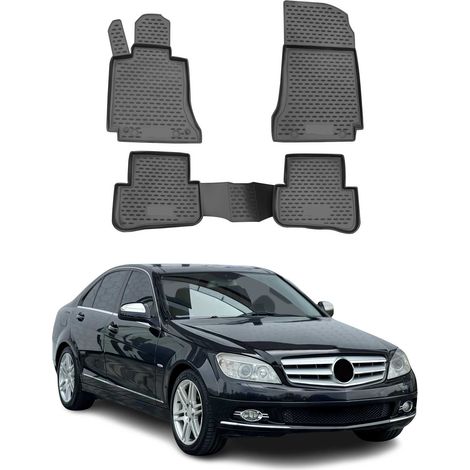 OMAC Tapis de Sol Compatible avec Mercedes Classe C W204 S204 2007-2014 en Caoutchouc Noir