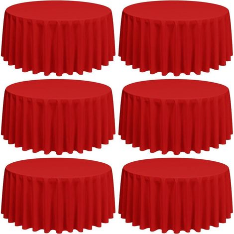 6er Pack runde Tischdecken Rot 228 cm, waschbar, flecken- & knitterfrei, Polyester