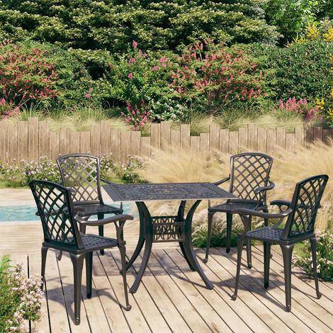 Ensemble de bistro 5 pcs-Salon de jardin bistro Aluminium coulé Noir 976205 (1/5)