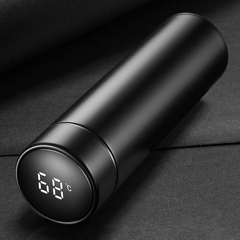 un Thermos Mailles Standard Noir Intelligent 304, Un Thermos Vide Pour Bouteille D'eau De 500 Ml, Acier Inoxydable 304, Affichage De La Tempratu (1/5)