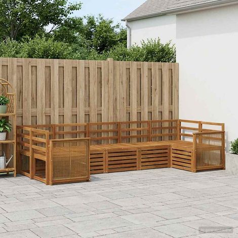 vidaXL Ecksofa Set 6 pcs Natur Massivholz Akazie (1/5)