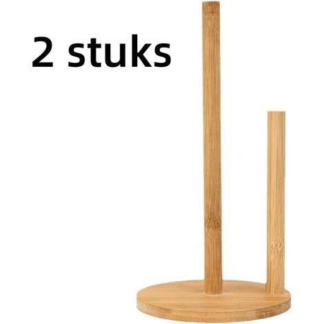 2 pièces - Porte-rouleau de cuisine debout - Support - Double tige en bois - Convient pour la feuille de cuisine et la, 28, 14.5 (1/5)