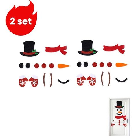 Felt Christmas decorations for doors and shop windows with a red and black snowman design (1/5)