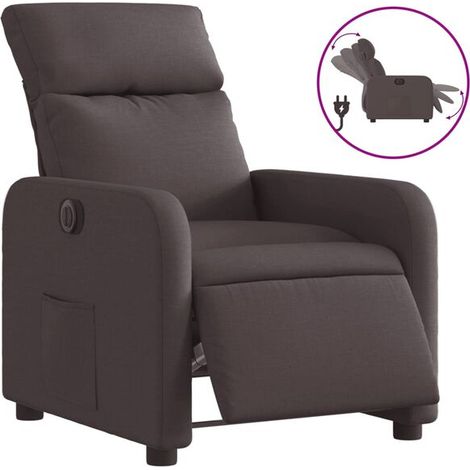 Fauteuil inclinable électrique en tissu marron foncé (1/5)