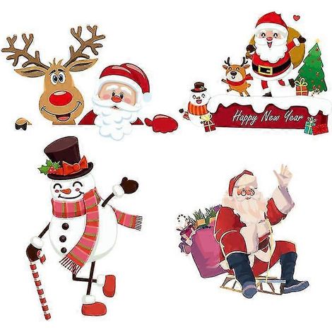 4 Stück Weihnachts-Schalteraufkleber zum Bewegen, niedliche Wanddekoration (1/3)