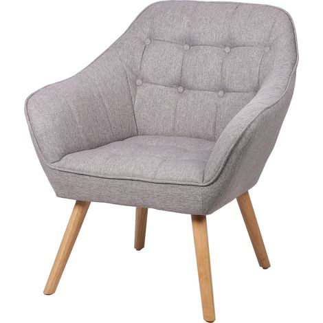 Fauteuil OLY tissu - Gris clair - L 74 x P 70 x H 85 cm - Livraison gratuite