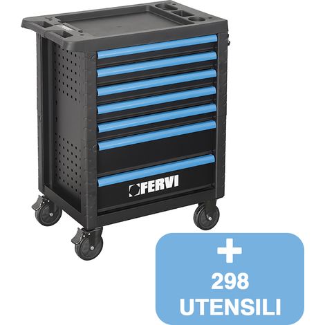 Carrello cassettiera portautensili FERVI C600/C4 con 298 utensili universali - 7 cassetti (1/5)