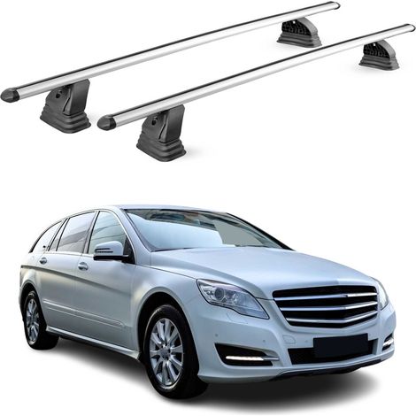 OMAC Barres de toit transversales en aluminium pour Mercedes Classe R W251 2006-2013 – TÜV / DIN 75302:2019 – Antivol inclus – Charge max 75 kg – 2 barres – Gris (1/4)