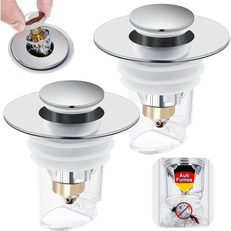 Tapón universal para lavabo de baño JSSEVN, tapón de desagüe universal emergente, a prueba de olores para bañeras y lavabos de baño y cocina (30-40 mm) (1/5)