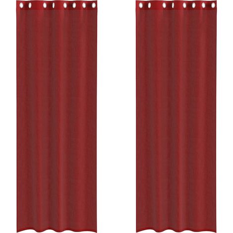 Maison Exclusive - Voile Vorhänge mit Ösen 2 Stk. Weinrot (1/5)