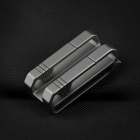 Boucle de ceinture en alliage de titane véritable pour homme, avec clip pour porte-clés B (1/4)