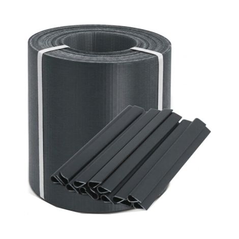 Clôture à domicile – Rouleau occutant polypropylène – Panneau double fil – Longueur 26 m – Hauteur 19 cm – Couleur gris anthracite (1/3)