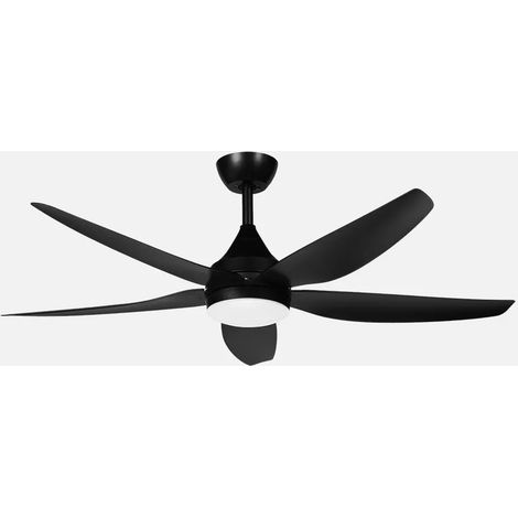 Elda Gleichstromlüfter 18 W, Schwarz, 5 Flügel, 6 Geschwindigkeiten, 144°C, 2250 lm, 3000/4500/6500 kJ, Fernbedienung + Speicher