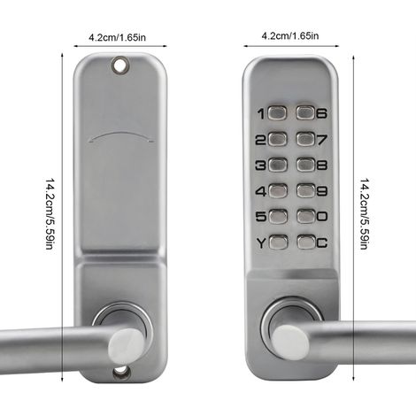 Serratura a cilindro con codice, in lega di zinco, sistema di relè di sicurezza a 1-11 cifre, per porte mobili. (1/4)