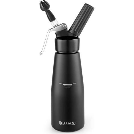 Sifone per panna montata N2O Kitchen Line SET + 3 beccucci 0,5L - Nero - HENDI 588420 (1/5)