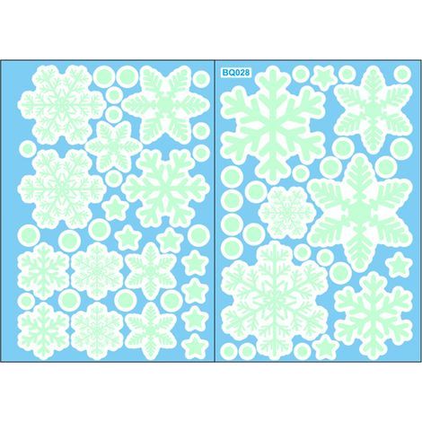 Weihnachtlicher Schneeflockenaufkleber, der im Dunkeln leuchtet, selbstklebender PVC-Wandaufkleber, Leuchtaufkleber für Wände, Türen, Fenster und Decken (1/5)