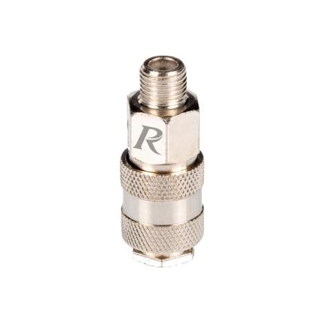 Ribimex – Raccord rapide air 1/4 mâle automatique – Acier nickelé – Filetage M 1/4 – Raccord pour compresseur – Pression nominale élevée