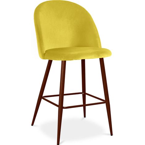 Sgabello imbottito in velluto - Design scandinavo - 66cm - Evelyne Giallo