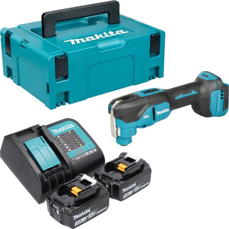 Herramienta multifunción a batería Makita DTM 53 SFJ de 18 V con OIS / Starlock sin escobillas + 2 baterías de 3,0 Ah + cargador + maletín Makpac (1/5)