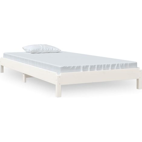 Lit empilable Blanc 90x190 Bois de pin massif (1/5)