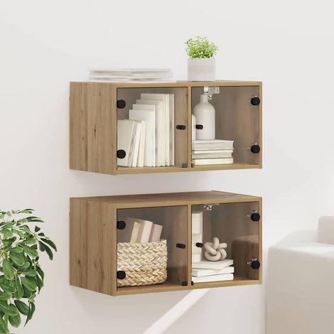 vidaXL Armadi da Parete 2 pcs Rovere artigianale 68 x 37 x 35 cm
