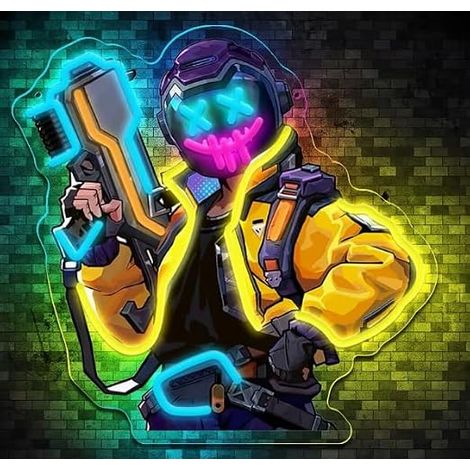 Enseigne Lumineuse,Anime Gaming Neon LED Eclairage Décorations pour Salle de Jeux Chambre Ado Bar Club Man Cave Party,Game Dimmable Neon Mural Cadeau pour Gamer Ado USB Powered(13"13.2") (1/5)