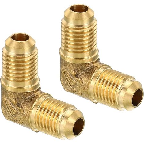 Laiton Tuyau Raccord 1/4"x1/4" Flare 90° Coude 2 Paquet (1/5)